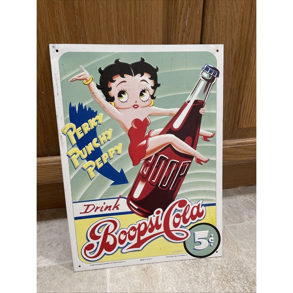 BETTY BOOP BOOPSI COLA METAL SIGN, 1992 King Features Synidicate